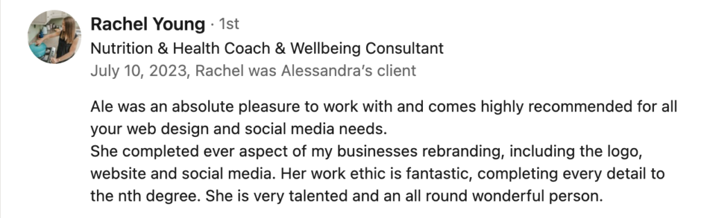 Linkedin testimonial