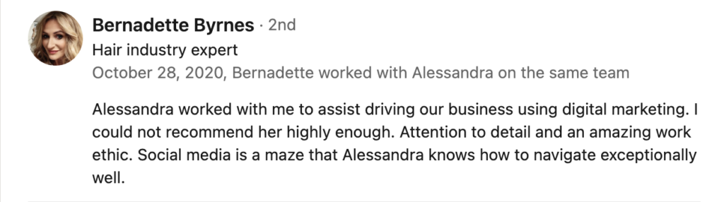 social media testimonial