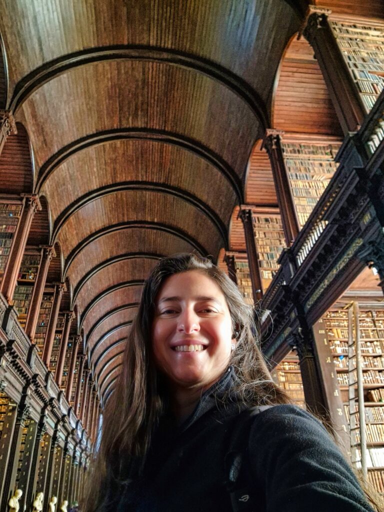 woman at trinity library